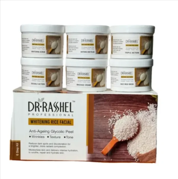 Rice Facial Kit Pack of 6 Rice Extract Face Care Kit Rice Glow Facial Kit Natural Brightening Facial Kit Radiance Facial Kit with Rice Extract Rice Extract Skin Care Kit Rice Glow Face Treatment Pack Even Tone Facial Kit with Rice Rice Face Glow